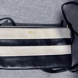 Relic Black and White Striped Crossbody Bag